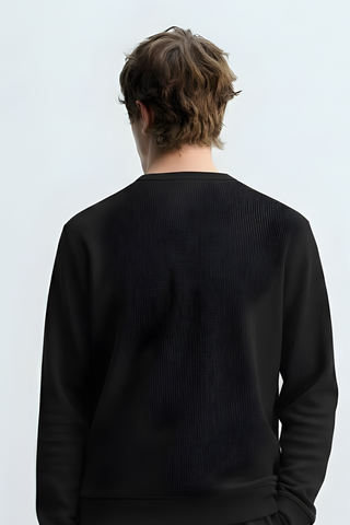 Classic Button-Neck Black Sweatshirt Ecowears Store
