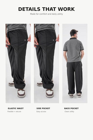 Classic Textured Trouser - Black Ecowears Store