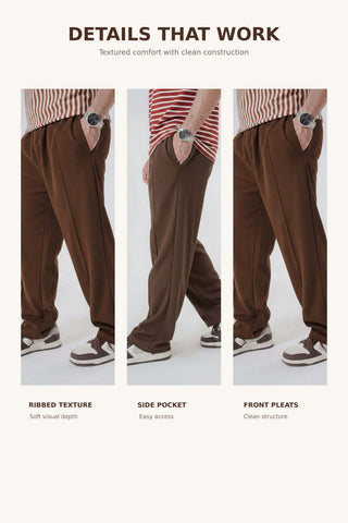 Classic Textured Trouser - Brown Ecowears Store
