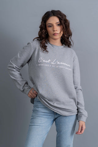 Cloud Grey Ribbed Sweatshirt Ecowears Store