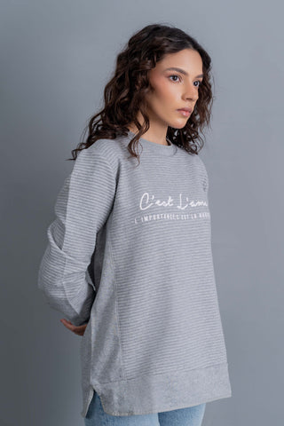 Cloud Grey Ribbed Sweatshirt Ecowears Store