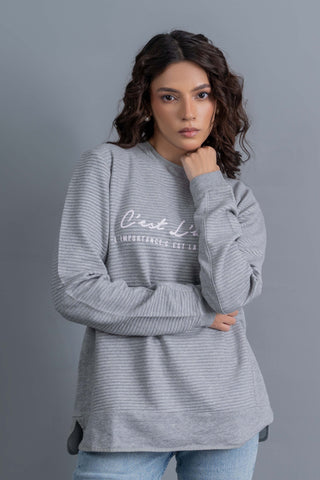 Cloud Grey Ribbed Sweatshirt Ecowears Store