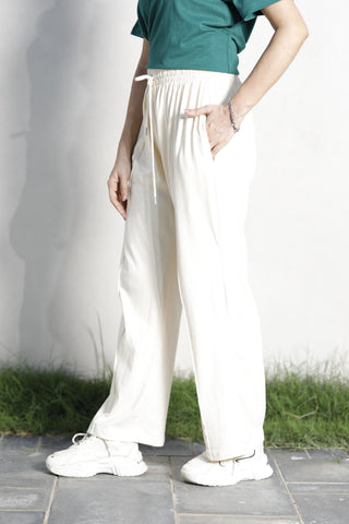 Comfortable Wide-Leg Trousers – Beige Ecowears Store
