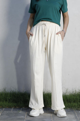Comfortable Wide-Leg Trousers – Beige Ecowears Store