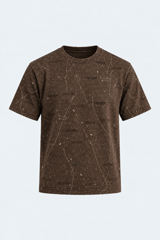 Cosmic Speckle Graphic Tee – Brown — front studio view