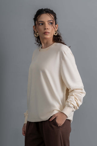 Cream Basic Sweatshirt Ecowears Store