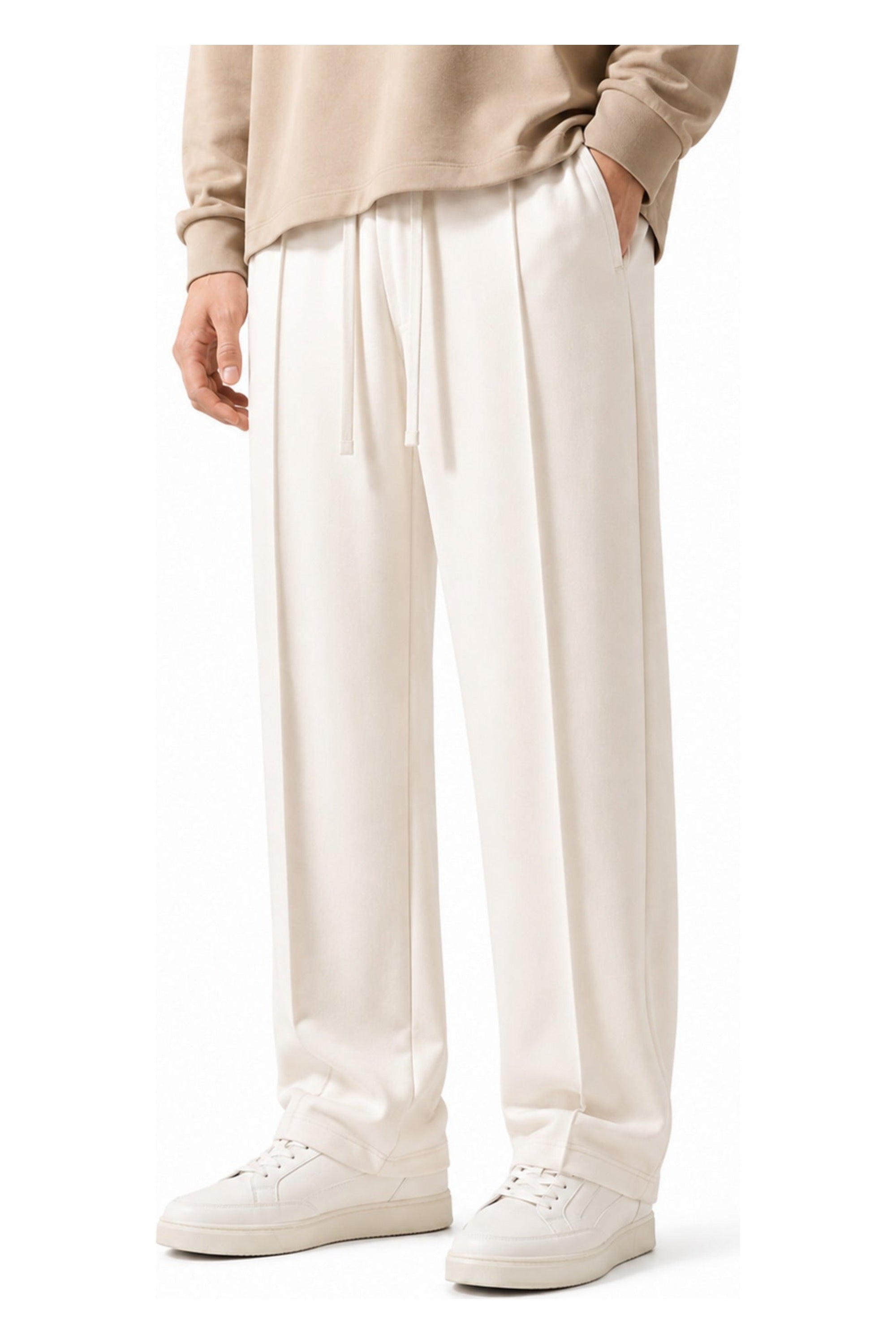 
                          Relaxed Fit Platted Trouser - Cream Beige Ecowears.pk
                        