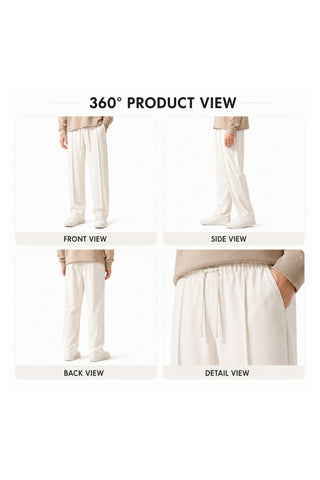 Relaxed Fit Platted Trouser - Cream Beige Ecowears.pk