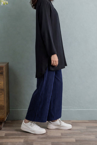 Effortless Elegance in Blue Tunic and Striped Trousers Ecowears Store