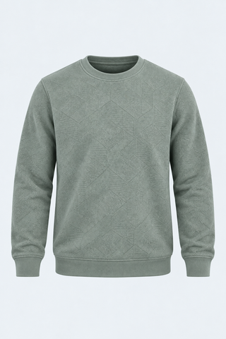 Textured Crew Neck Sweatshirt – Sage Green