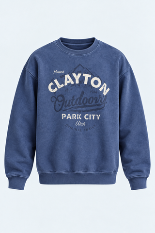 Vintage Wash "Clayton Outdoors" Graphic Sweatshirt