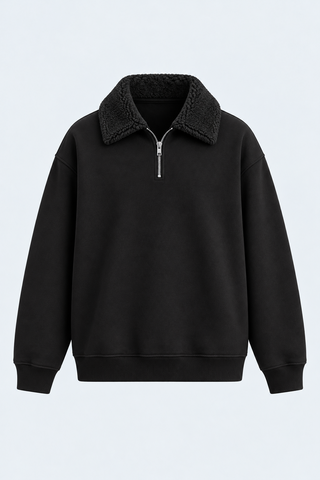 Black Zip-Collar Sweatshirt