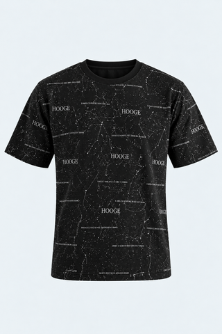 Galaxy Text Print Tee – Black — front studio view
