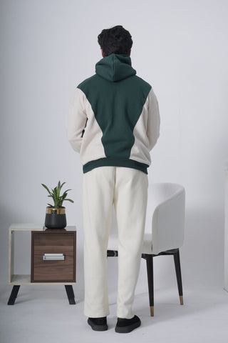 Green & Off-White Colorblock Hoodie Ecowears Store