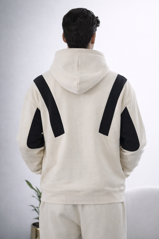 Ivory Contrast Panel Hoodie Ecowears Store