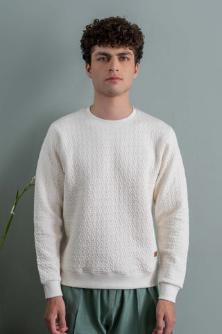 Ivory Texture Knit Sweatshirt Ecowears Store