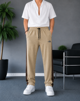 Khaki Beige Trousers with Brown Stripe Ecowears.pk Men's Trousers