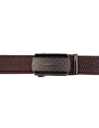 Leather Belt Brown – Designer Pattern with Metal Buckle Ecowear Store