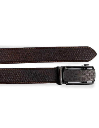 Leather Belt Brown – Designer Pattern with Metal Buckle Ecowear Store