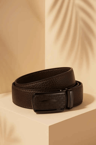 Leather Belt Brown – Designer Pattern with Metal Buckle Ecowear Store