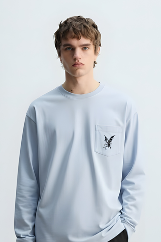 Light Blue Graphic Pocket Sweatshirt Ecowears Store