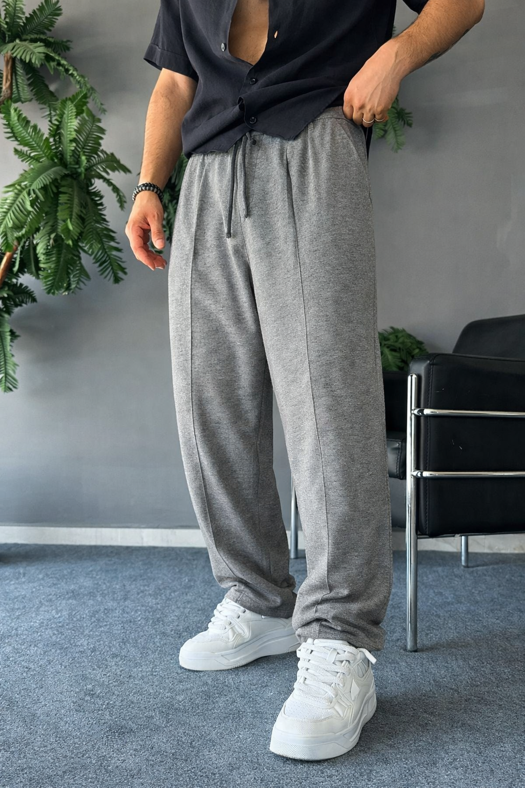 
                          Light Grey Relaxed-Fit Trouser Ecowears Store
                        