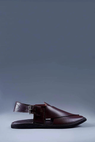 Maroon Leather Kaptaan Chappal with Classic Cross Strap Design Ecowears Store