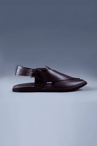 Maroon Leather Kaptaan Chappal with Classic Cross Strap Design Ecowears Store
