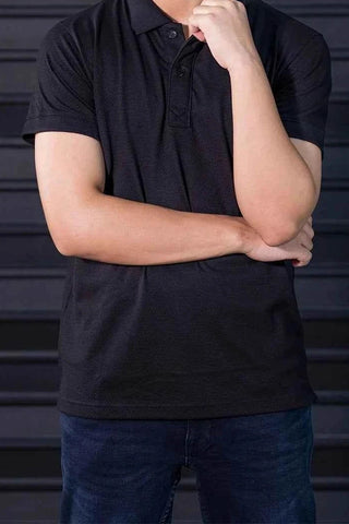 Solid Black Polo Shirt for Men Ecowears Store