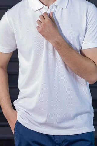 Men's Crisp White Classic-Fit Polo Shirt Ecowears.pk
