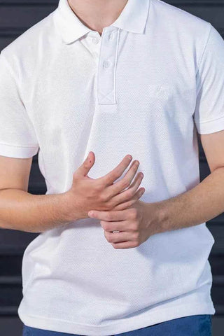 Men's Crisp White Classic-Fit Polo Shirt Ecowears.pk