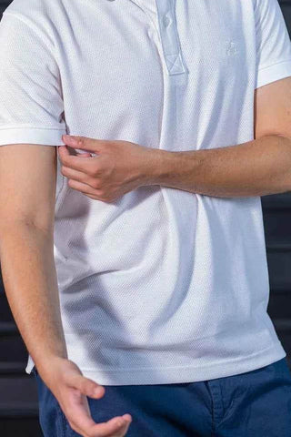 Men's Crisp White Classic-Fit Polo Shirt Ecowears.pk