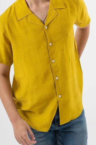 Bold Mustard Short Sleeve Shirt for Trendy Summer Looks Ecowears.pk