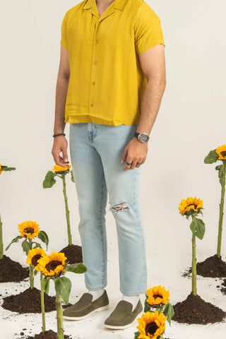 Bold Mustard Short Sleeve Shirt for Trendy Summer Looks Ecowears.pk