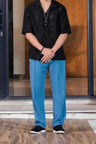 Sky Blue Relaxed Fit Trousers Ecowears Store