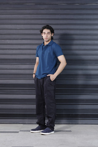 Men's Zinc Teal Textured Polo Shirt Ecowears.pk Men's Polo Shirts