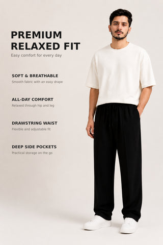 Noir Relaxed-Fit Trousers - Black Ecowears.pk