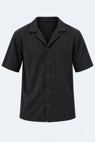 Men's Black Textured Summer Shirt — front studio product image