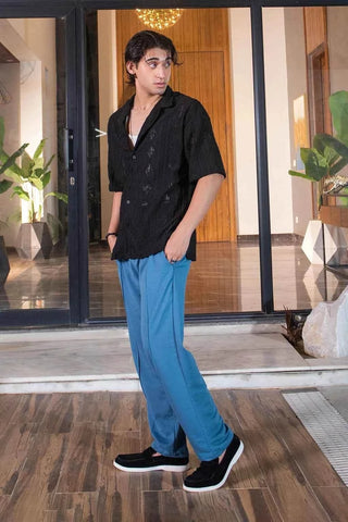 Midnight Black Textured Shirt for Effortless Style and Comfort Ecowears Store