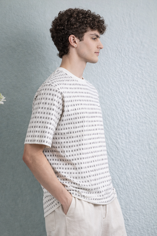Minimal Micro Pattern Tee – Off White Ecowears Store