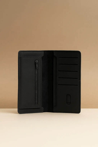 Minimalist Jet Black Leather Passport Holder Ecowears Store Boys