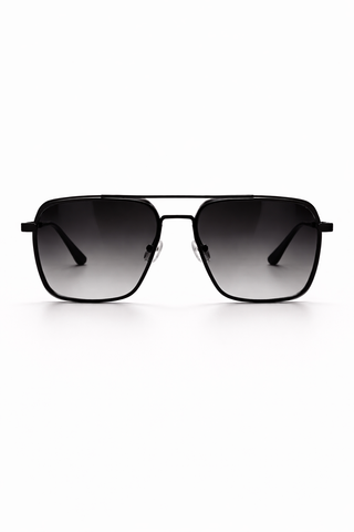 Modern Geometric Aviators – Matte Black & Smoke Gradient Ecowears.pk