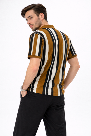 Mustard Multi Stripe Polo Tee Ecowears Store