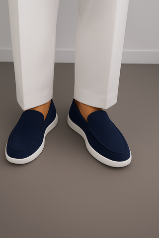 Navy Blue Suede Loafers Ecowears Store
