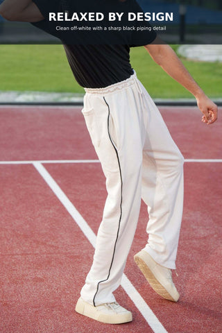 Men's Off-White Lined Relaxed-Fit Trouser Ecowears.pk