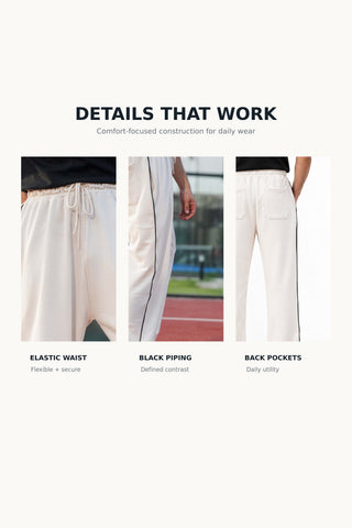 Men's Off-White Lined Relaxed-Fit Trouser Ecowears.pk