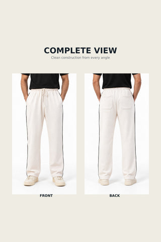 Men's Off-White Lined Relaxed-Fit Trouser Ecowears.pk