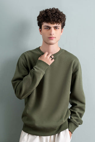 Olive Basic Sweatshirt Ecowears Store