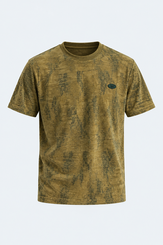 Olive Textured Print Tee — front studio view