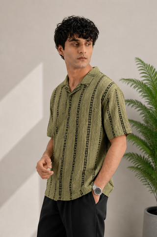 Olive Tribal Stripe Resort Shirt Ecowears Store